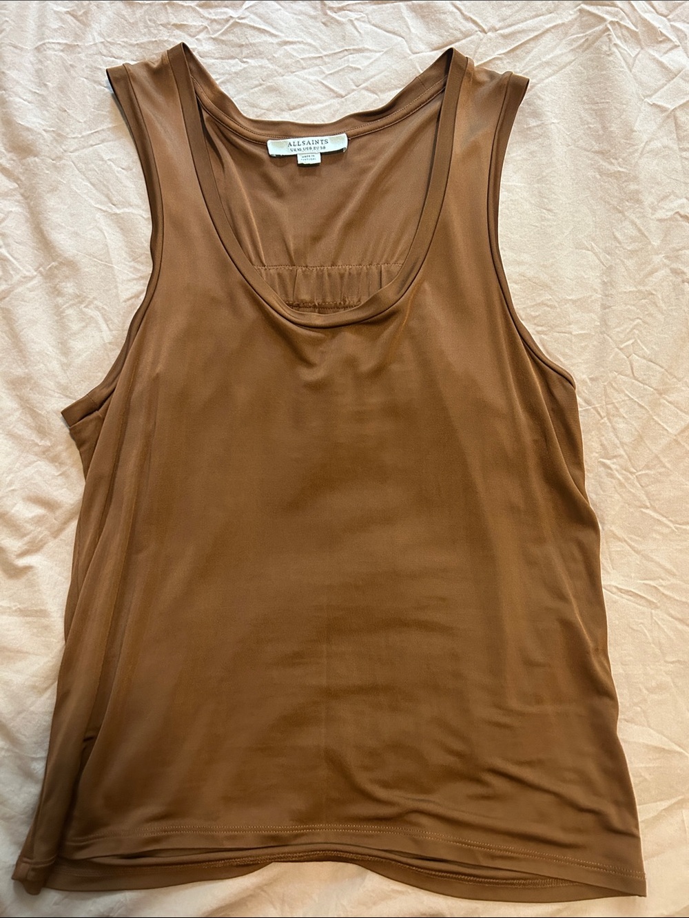 All Saints Brown Scoop Neck Tank Top